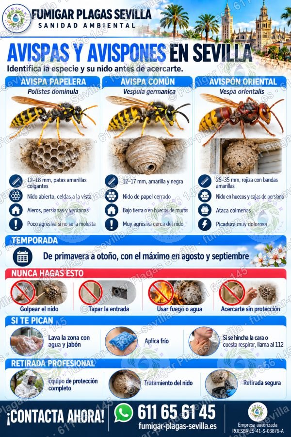 Infografía de avispas y avispones: ficha técnica para reconocerla y eliminarla