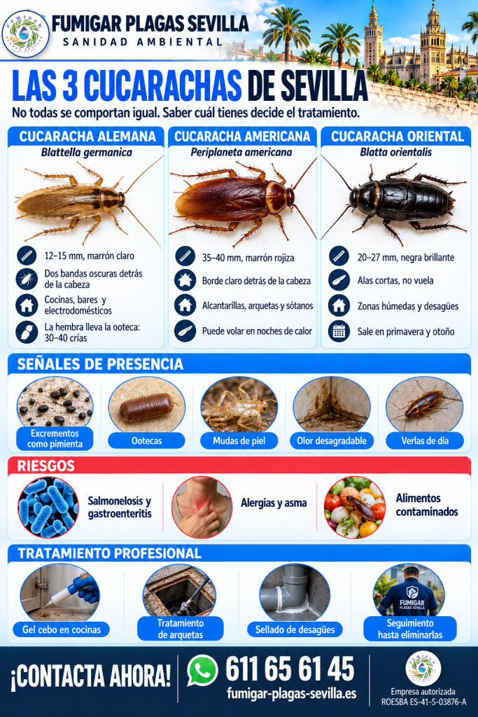 Cucarachas en Bormujos: infografía con lo esencial para reconocerla y tratarla