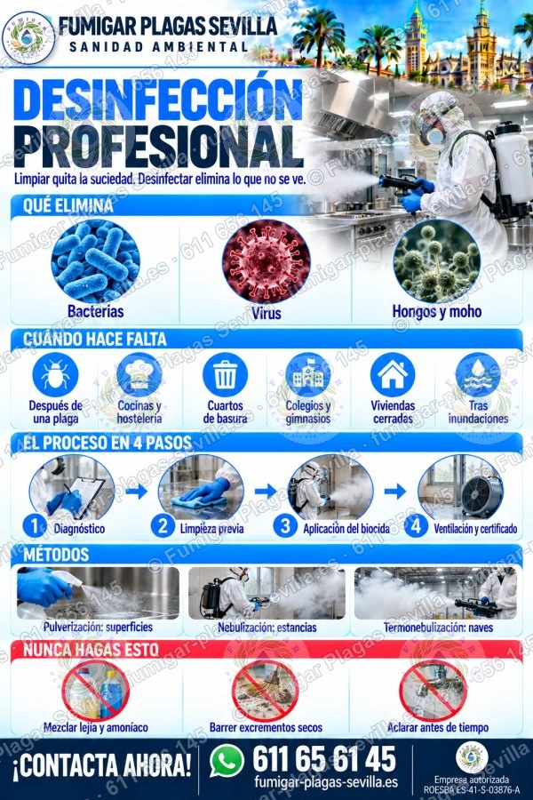 Infografía de desinfección profesional: ficha técnica para reconocerla y eliminarla