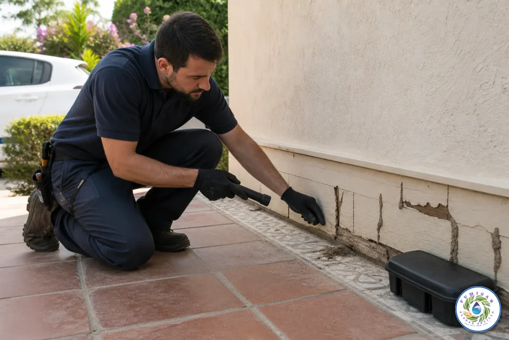 termitas en Tomares en rodapié de vivienda unifamiliar con jardín