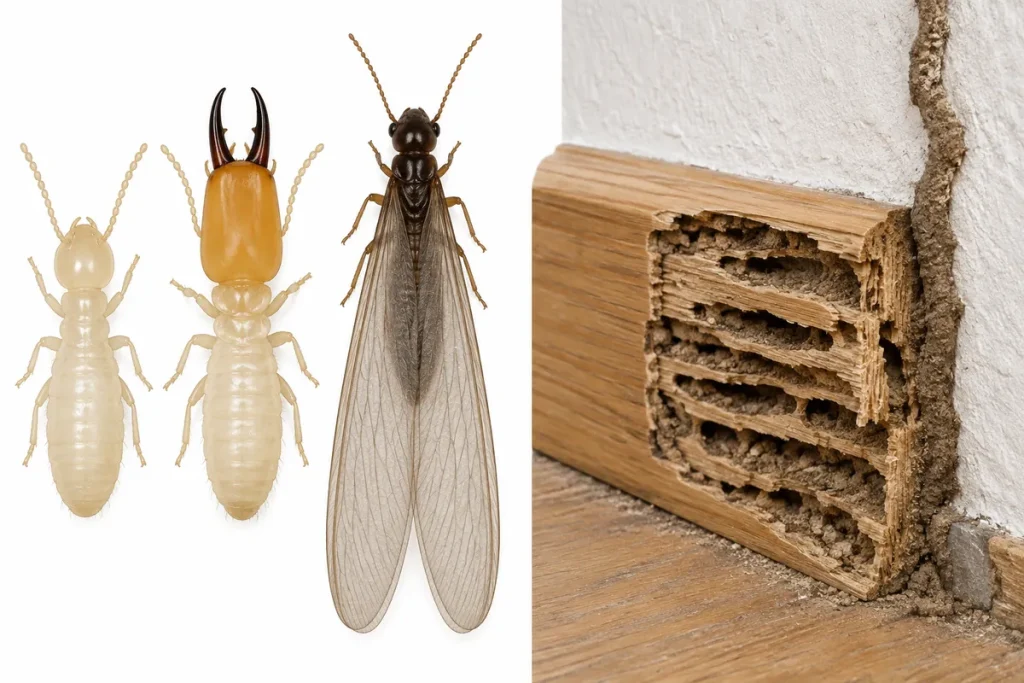 Termita subterránea: obreras, soldado y termita alada, la especie que daña las casas de la Sierra de Aracena